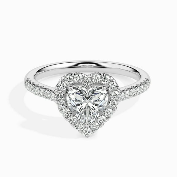 Meryn Jewel 1.4 Ct Diamond Halo Ring for Women - Stunning Heart Cut Lab Created Diamond - 14K White Gold Over Design - Ideal for Proposal, Wedding, and Birthday - Prong Set for Maximum Sparkle