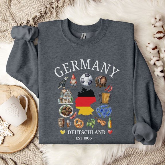 Germany Patriotic Sweatshirt, Deutschland Symbol Crewneck, German Pride Travel Gift for Men & Women