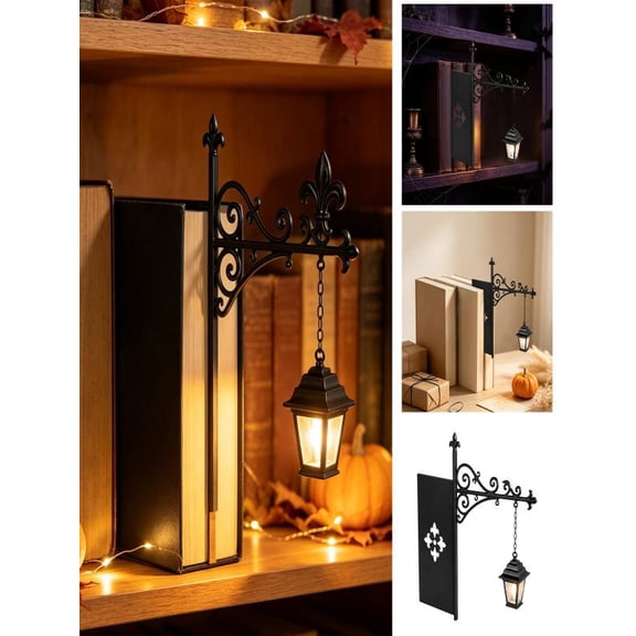 9.8in Vintage Book-Shaped Wall Lantern,Library Decorative Bookshelf,Gothic Hanging LED Reading Light,Dark Academia Bookshelf Decor,Cozy Night Light Gift for Book Lovers