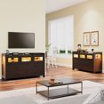 thumbnail image 3 of 7 Drawer Black Dresser For Bedroom, Long Dresser With Charging Station And Led Lights, Led Dresser Chest Of Drawers With 3 Visual Drawers, Modern Wood Dresser For Bedroom Living Room Hallway Entryway, 3 of 9