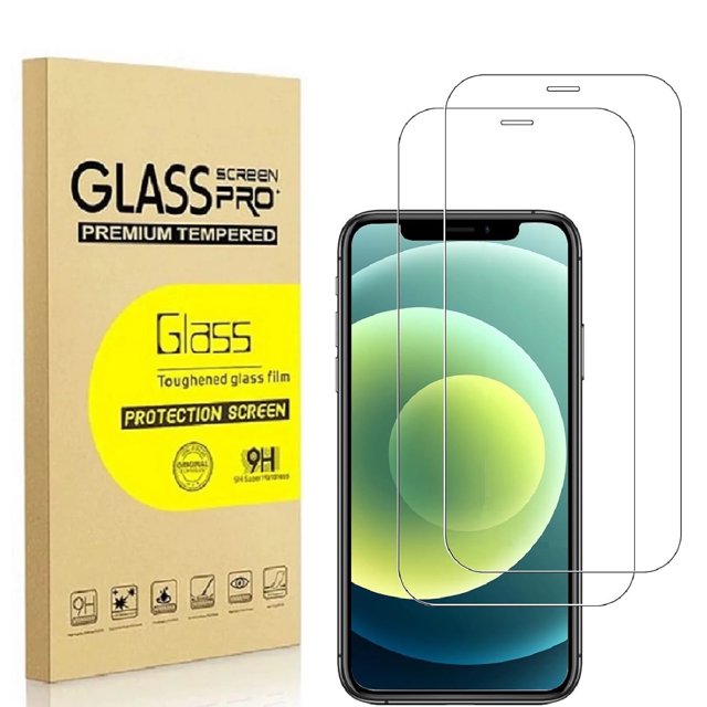 2 Pack for iPhone 12 Pro Screen Protector, 9H Clear Tempered Glass Screen Protector for iPhone 12 Pro, Easy Installation, Bubble Free