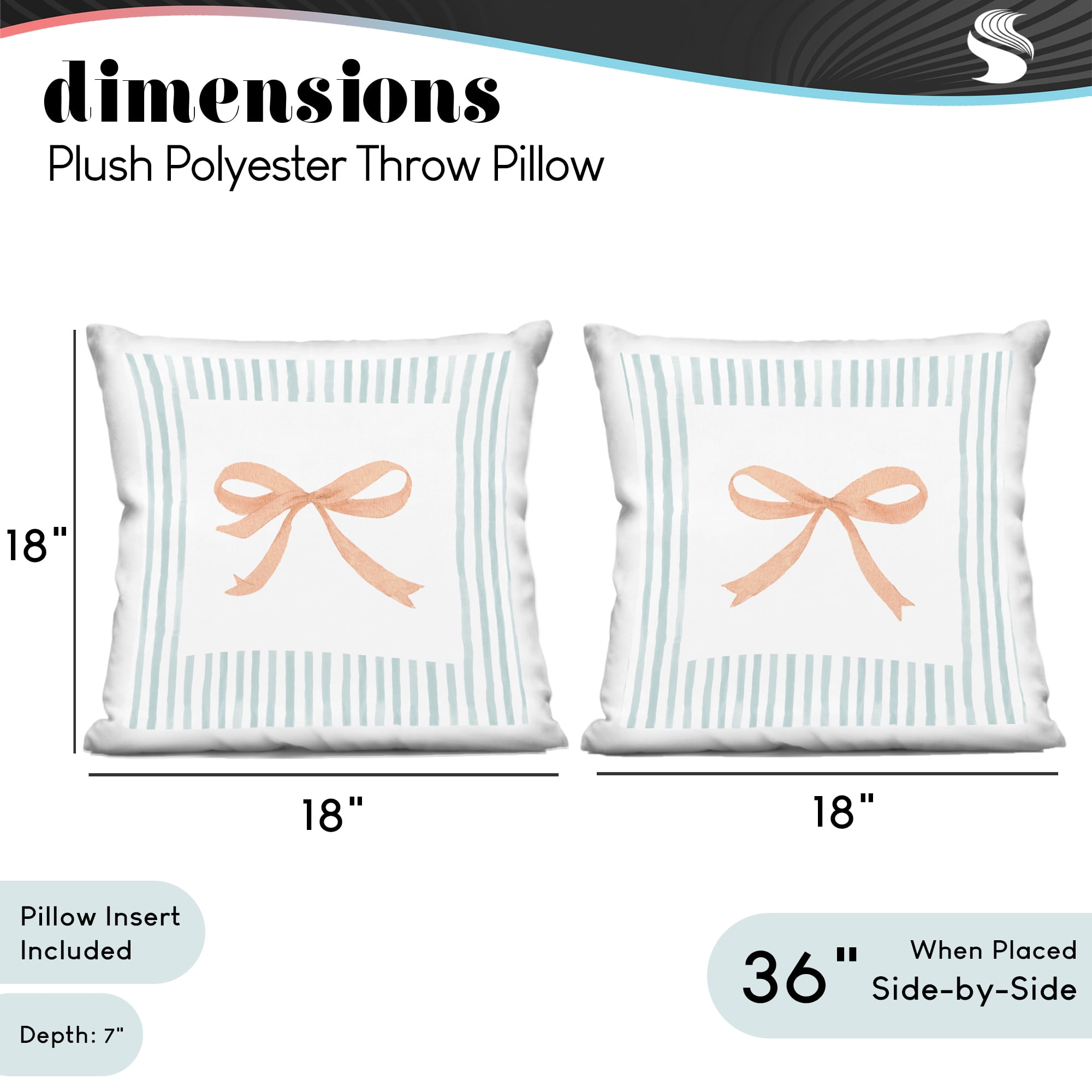 Stupell Industries Striped Feminine Bows 2 Piece Decorative Printed Throw Pillow Set, design by Patricia Pinto
