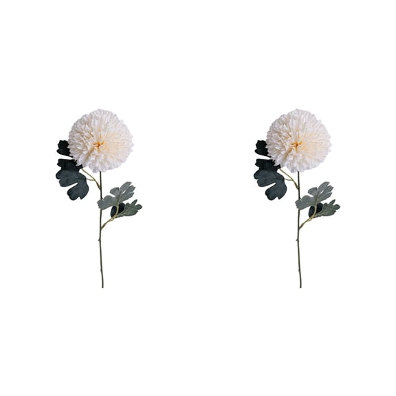 Large Artificial Chrysanthemum Flower - White Single Stem Silk Flower for Wedding Centerpieces, Home Decor(Milky White)
