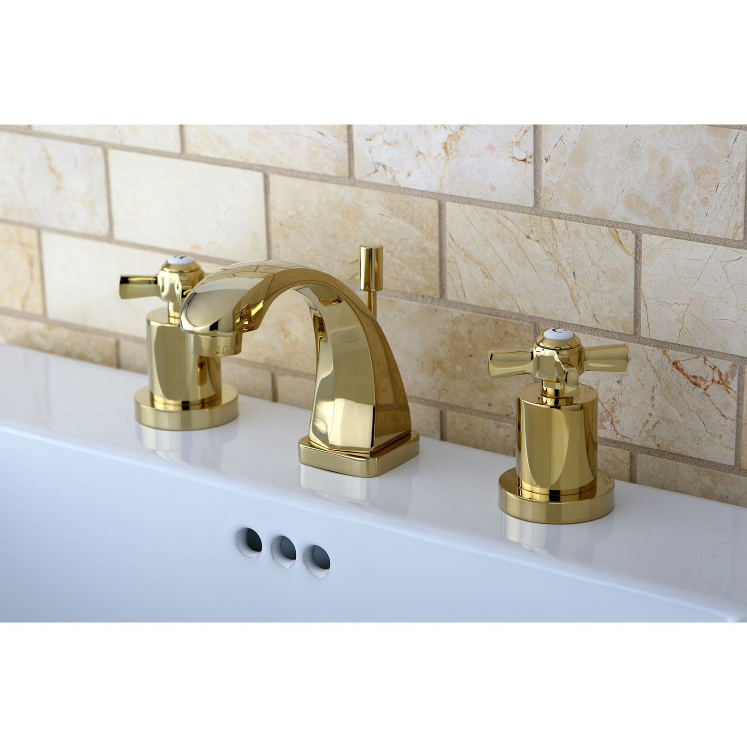Kingston Brass Widespread Bathroom Faucets With Brushed Brass Finish KS4947ZX