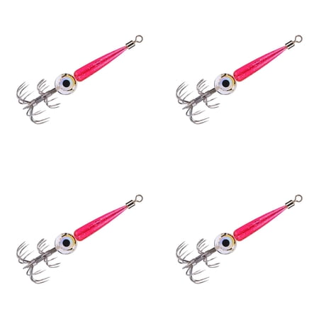 3.74 Inch LED Fishing Jigs Squid Jig Hooks 1 Pcs Glow in The Dark Fishing Lures with Reflective Bead Saltwater LED Squid Jig Light Hook for Night Fishing & Deep Sea Squid Cuttlefish Octopus
