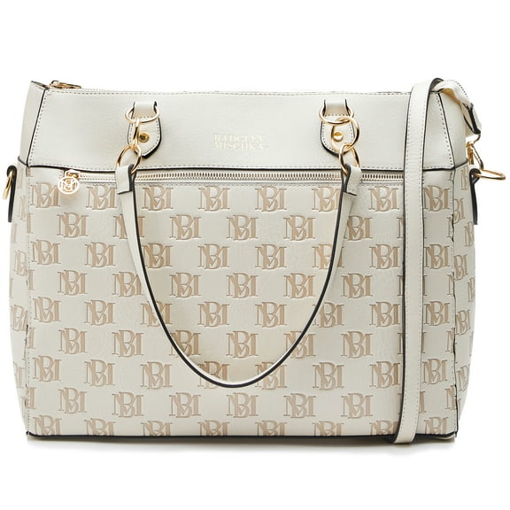 Badgley Mischka Women's Madalyn Vegan Leather Unisex Travel Tote Weekender Duffle Bag (Champagne)