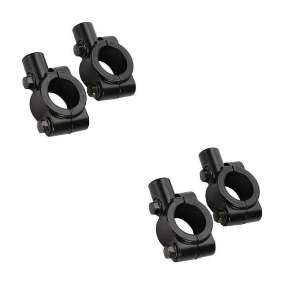 WORGEOUS 4 pcs  10mm Motorcycle Rear View Mirror Adaptor Mount Clamp Handlebar Rearview Mirrors Holder Bracket Support 22mm Handlebar (Black)