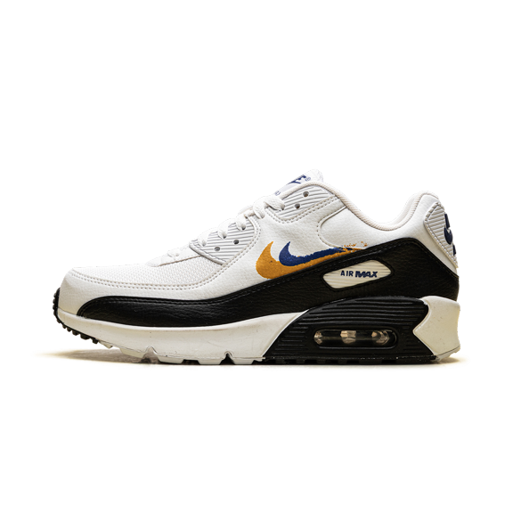 NIKE GRADE SCHOOL Air Max 90 GS "Double Swoosh White Black Gold Royal" FJ4592 100 FJ4592 100 from Stadium Goods