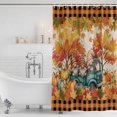thumbnail image 3 of Thanksgiving Shower Curtain, Waterproof Shower Curtains for Bathroom, Orange Gnomes Pumpkin Leaves Truck Plaid Washable Fabric Bathtub Curtain Set Bath Decor with 12 Hooks Standard 72"x72", 3 of 8
