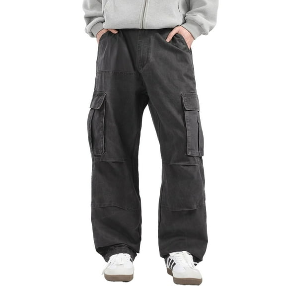 WEHUSE Mens Cargo Pants Elastic Casual Hiking Pants Joggers Athletic Trousers Cotton Loose Straight Sweatpants for Men