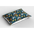 thumbnail image 2 of Ambesonne Astronaut Pillow Sham 2 Pack, Outer Space Rockets Motif, 26"x20", Dark Sky Blue Apricot, 2 of 3