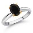 thumbnail image 2 of Gem Stone King 10K White and Yellow Gold Black Onyx Solitaire Engagement Ring for Women (1.60 Cttw, Oval 8X6MM, Gemstone December Birthstone, Available in Size 5, 6, 7, 8, 9), 2 of 4