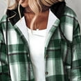 thumbnail image 4 of Women's Flannel Plaid Jacket Drawstring Hooded Sherpa Fleece Lining Winter Jackets Button Up Long Sleeve Outerwear (L, Green 02), 4 of 6
