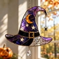 thumbnail image 5 of Halloween Witch Hat Hanging Ornament, Halloween Moonlight Witch Hat Window Hanging Sun Catcher, Halloween Decoration Indoor Outdoor for Home & Party, Gift, 5 of 6