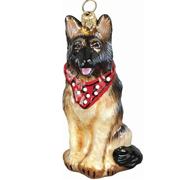 German Shepherd with Bandana Polish Glass Christmas Tree Ornament Decoration New