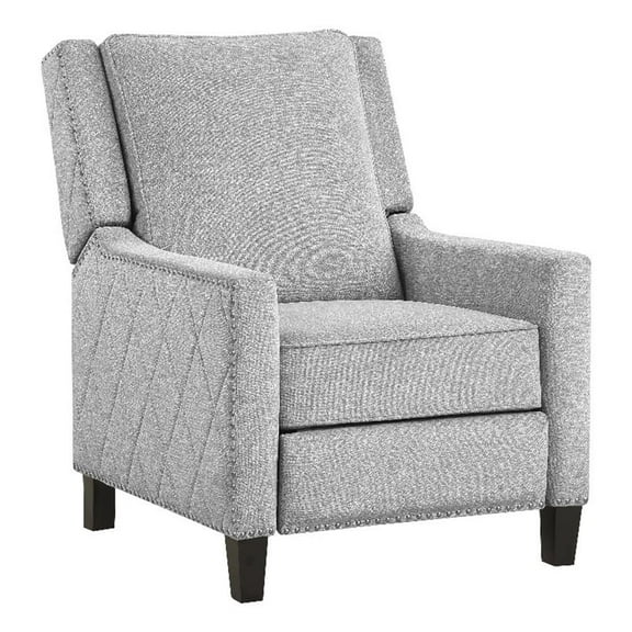 Pemberly Row Contemporary Fabric Upholstered Push Back Recliner in Gray