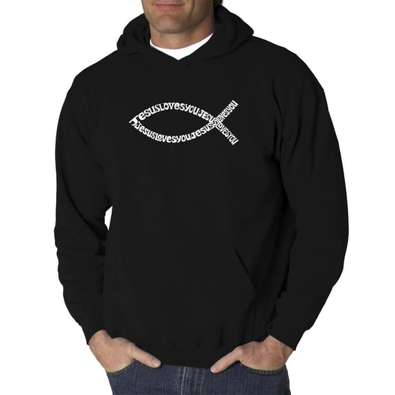 LA Pop Art Men's Word Art Hooded Sweatshirt - Jesus Loves You