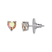 Believe by Brilliance Women's Silver Plated Crystal Heart Earring and Pendant Set, 18 + 2