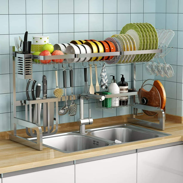 Over the Sink Dish Drying Rack 1Easylife Adjustable 2Tier Large Dish Dryer Rack for Kitchen