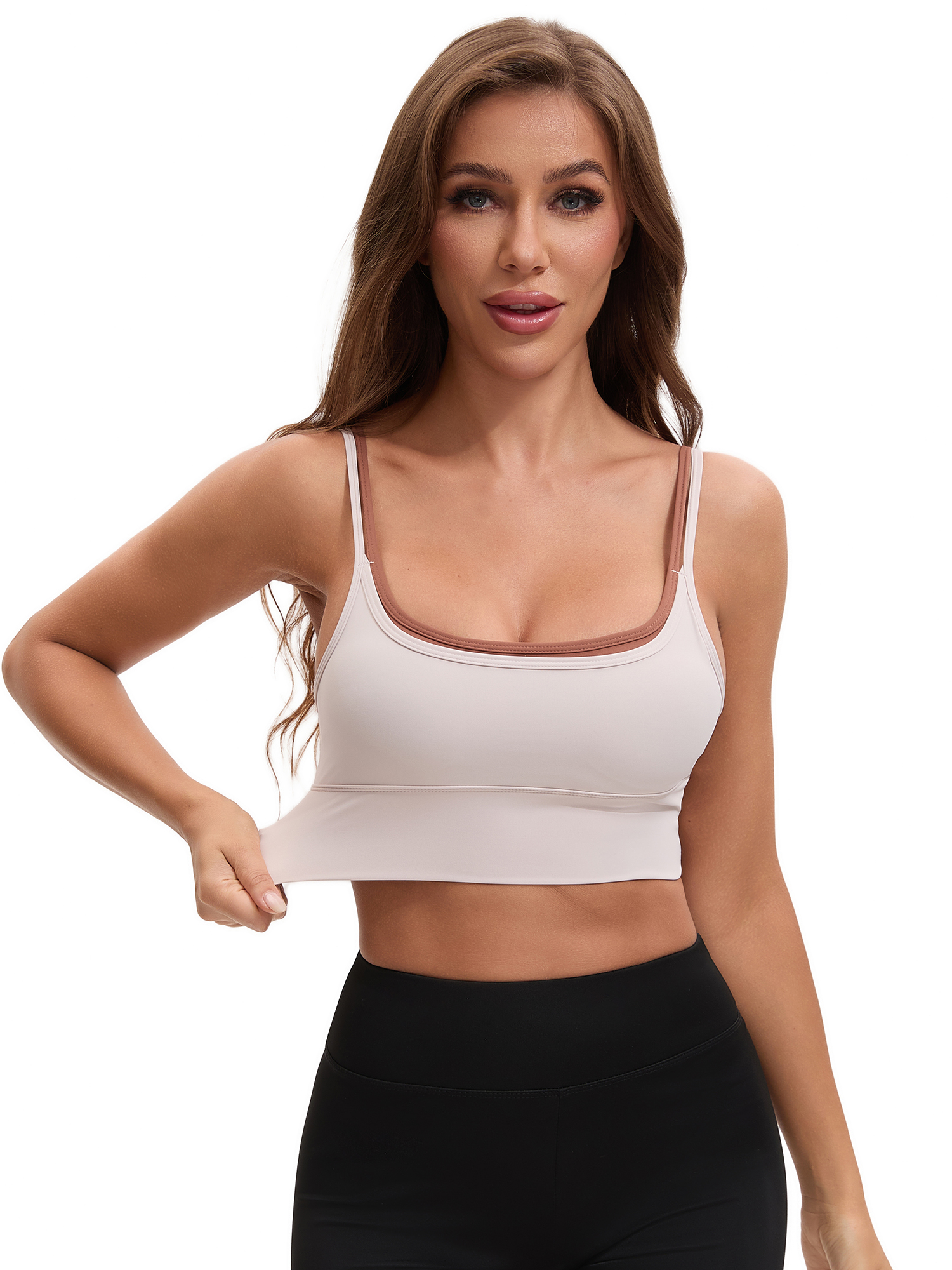 Unique Bargains Women's Full Coverage Workout Padded Sports Bras M Khaki