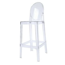 2xhome Modern Contemporary Dining Barstool 30" Seat Height Plastic Armless Trasnparent Stool with Legrest, Clear, Set of 1, 1 piece