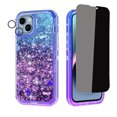 thumbnail image 1 of NIFFPD iPhone 14 Plus with Screen Protector（Anti Spy Privacy） + Camera Lens Protector, Bling Glitter Quicksand Sparkle Clear & Shockproof Protective Cover iPhone 14 Plus 6.7" Blue+Purple, 1 of 6