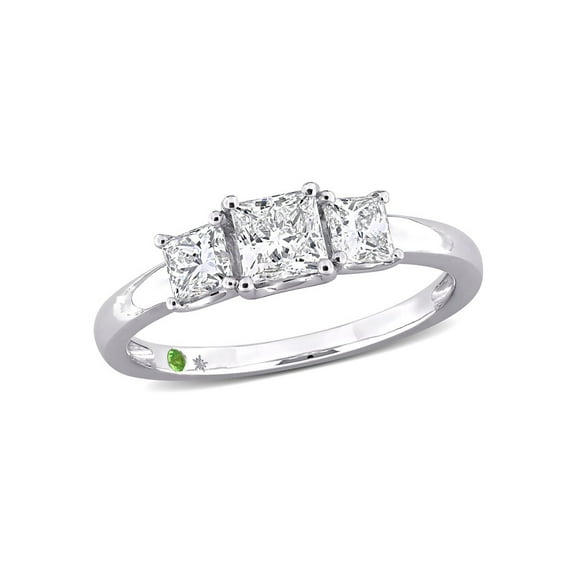 1.00 Carat (Ctw VS1-VS2, G-H) Lab-Grown Princess Diamond Three Stone Ring in 14K White Gold for Women