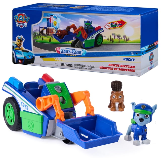 Auto de juguete Paw Patrol Rocky Rescue Recycler con 2 figuras