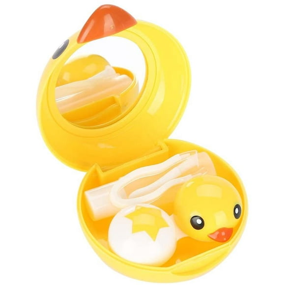 Lenses Box Case, Cute Mini Cartoon Duck Contact Lens Holder Eye Care Lenses Container Case Mirror Box