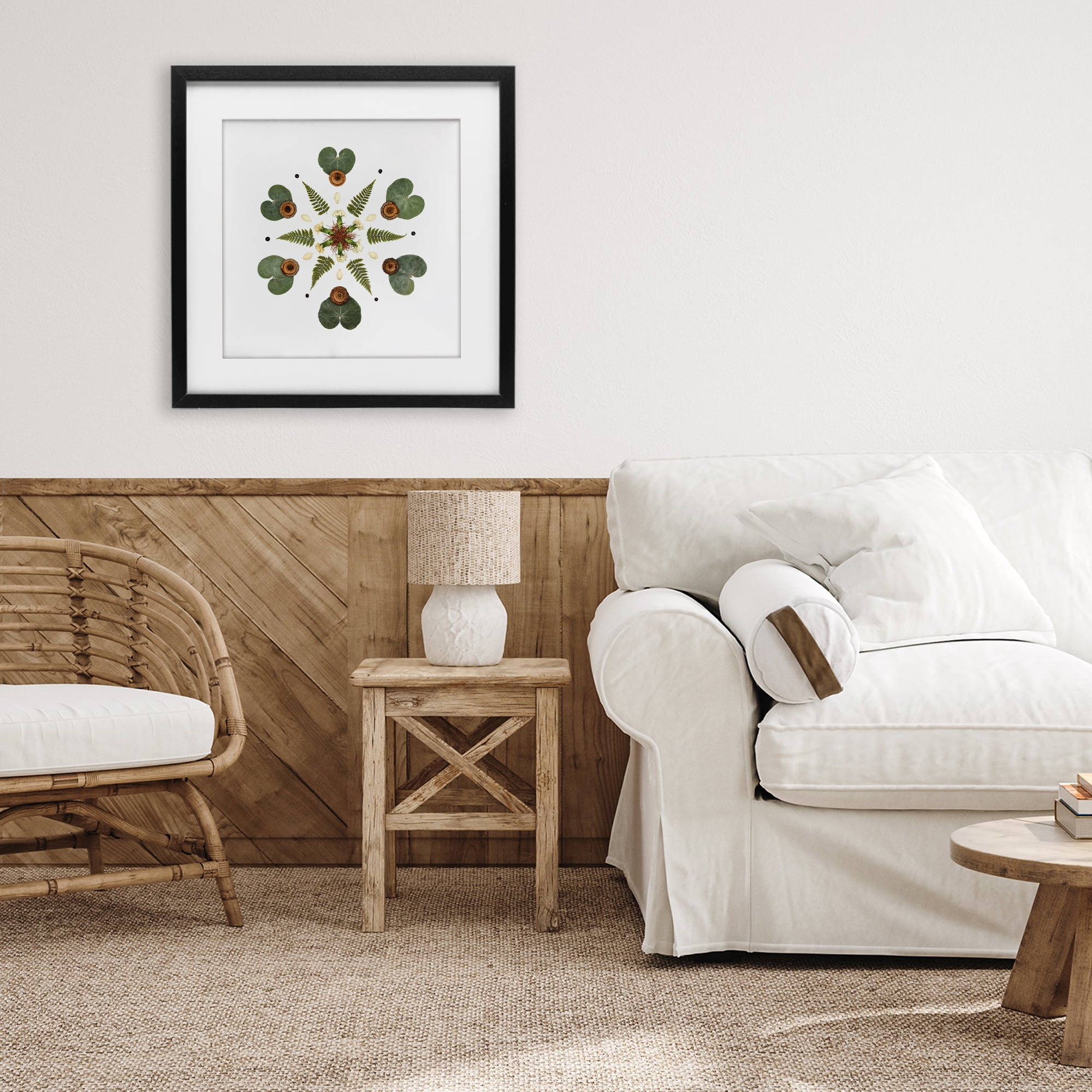 Stupell Industries Lily Pad & Fern Mandala Black Framed Print Under Glass, design by Beth Adoette