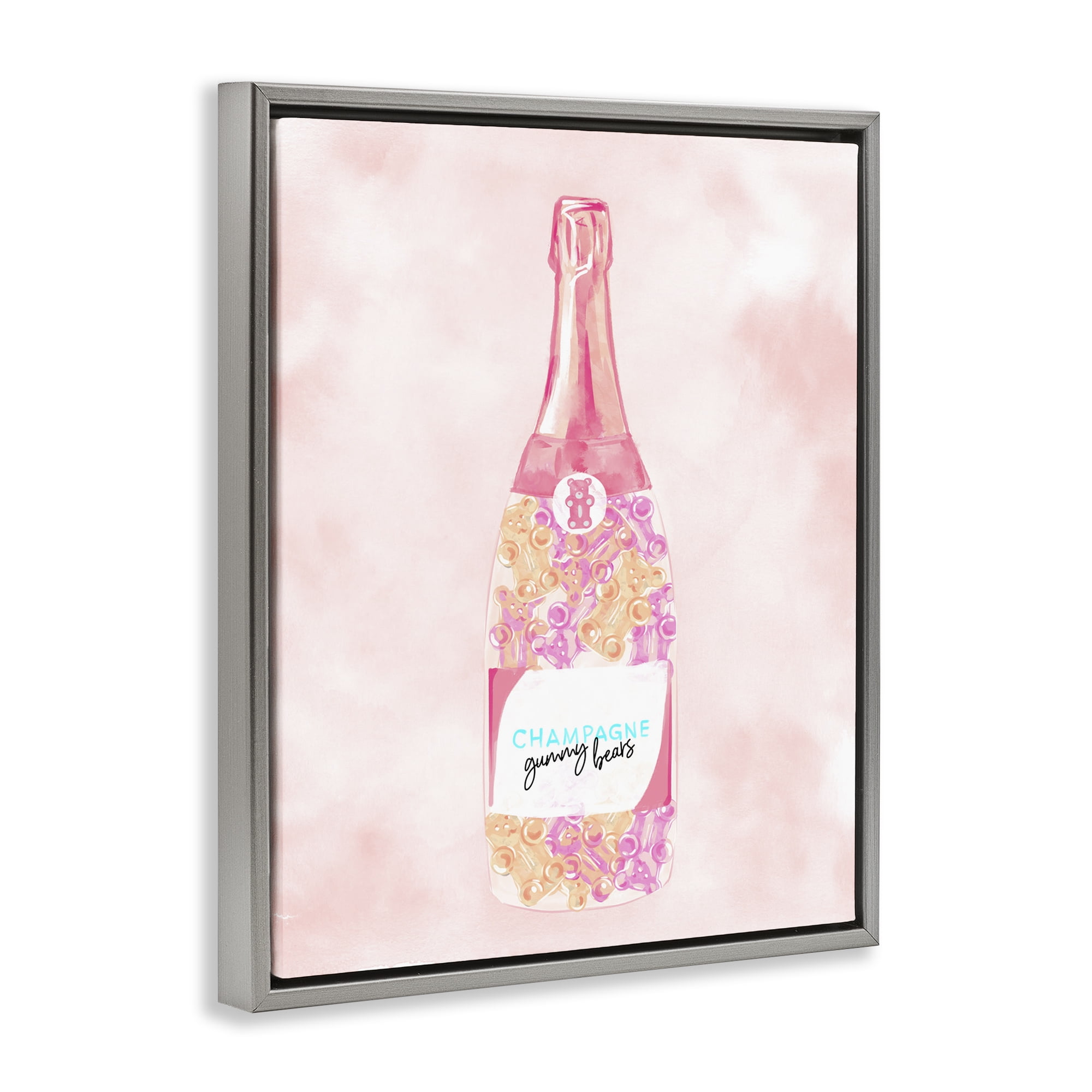 Stupell Industries Candy Filled Champagne Food & Beverage Painting Gray Floater Framed Art Print Wall Art, 17 x 21