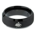 thumbnail image 2 of Tungsten Rabbit Bunny Small Pet Band Ring 8mm Men Women Comfort Fit Black Beveled Edge Brushed Polished, 2 of 4