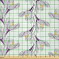 thumbnail image 2 of Ambesonne Floral Fabric by the Yard Microfiber, Crocus Flower Sketch Art, 2 Yards, Eggplant Mustard White, 2 of 2