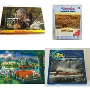 Assorted Puzzles 4 Pack Bundle: Kodacolor Puzzle - Water Wheel by Rose Art, Screencraft Puzzleworks Thomasville, Georgia 121 Piece Puzzle Ages 8-108, Celebration Across The River 300 Piece Jigsaw Puzz
