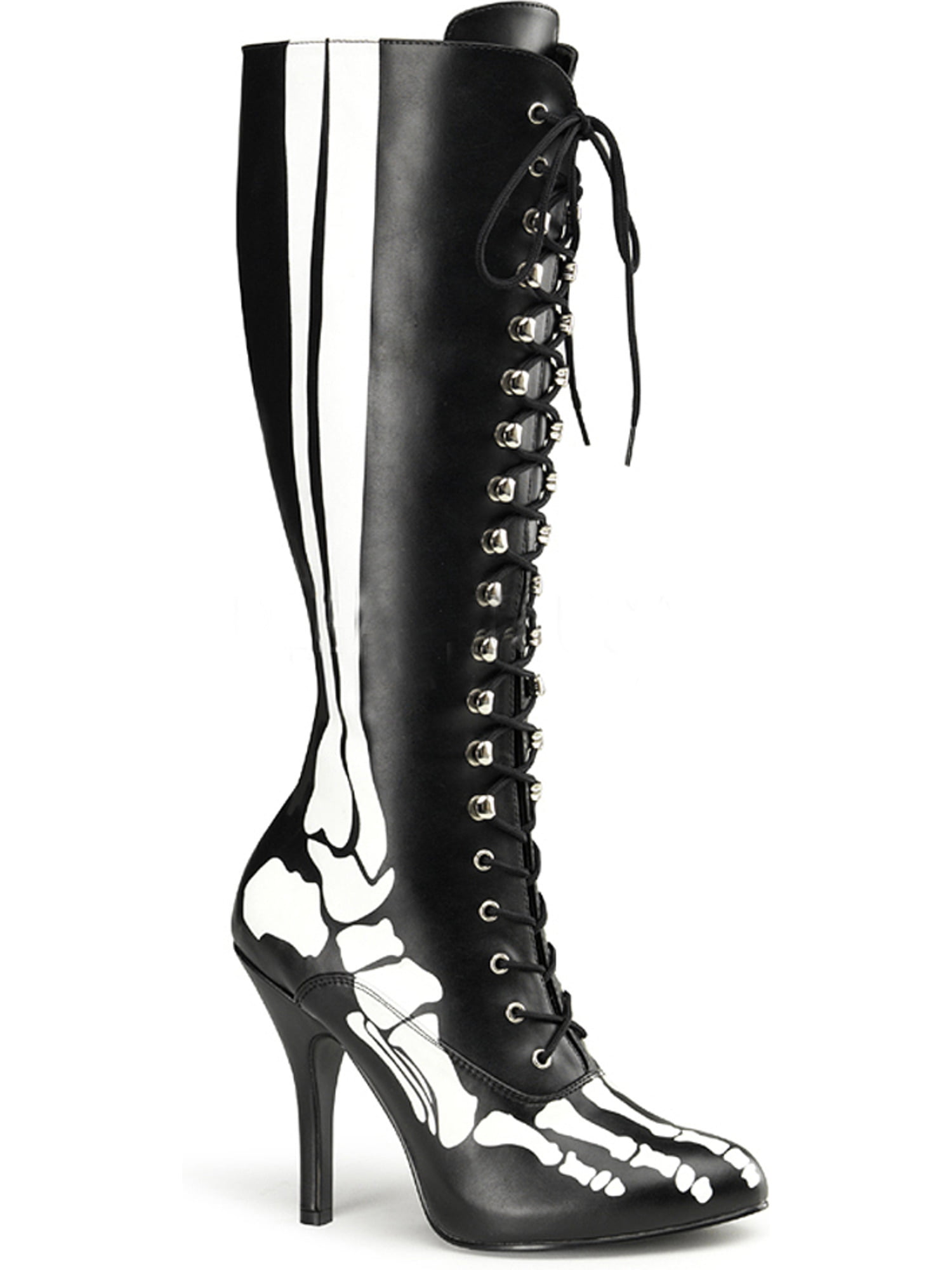 Funtasma - 4 1/2 Inch Sexy Knee High Boots Skeleton Costume Boots Black ...