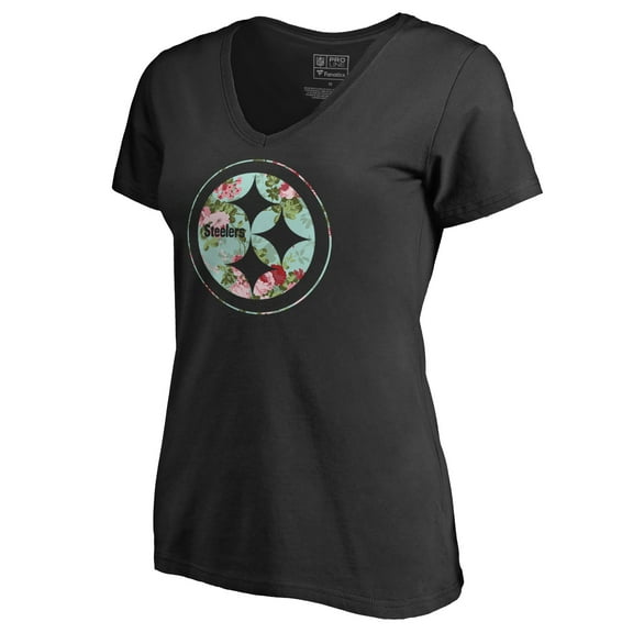 Women's Black Pittsburgh Steelers Lovely V-Neck T-Shirt