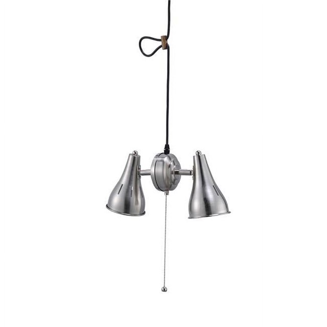 HomeRoots 468882 Two Light Industrial Silver Hanging Light