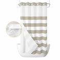 thumbnail image 2 of Beige Stripes No Hook Shower Curtain Waterproof, Bathroom Curtains with Snap in Liners and See Through Top Window, Simple Beige White Texture Hotel Style Bathtub Curtains Shower 36"Wx72"L, 2 of 8