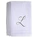 thumbnail image 3 of Monogrammed Towels Fingertip, Personalized Gift, 11 x 18 Inches - Set of 4- Silver Embroidered Towel - Extra Absorbent 100% Cotton- Soft Velour Finish - For Bathroom/ Kitchen/ Spa- Initial L (White), 3 of 4