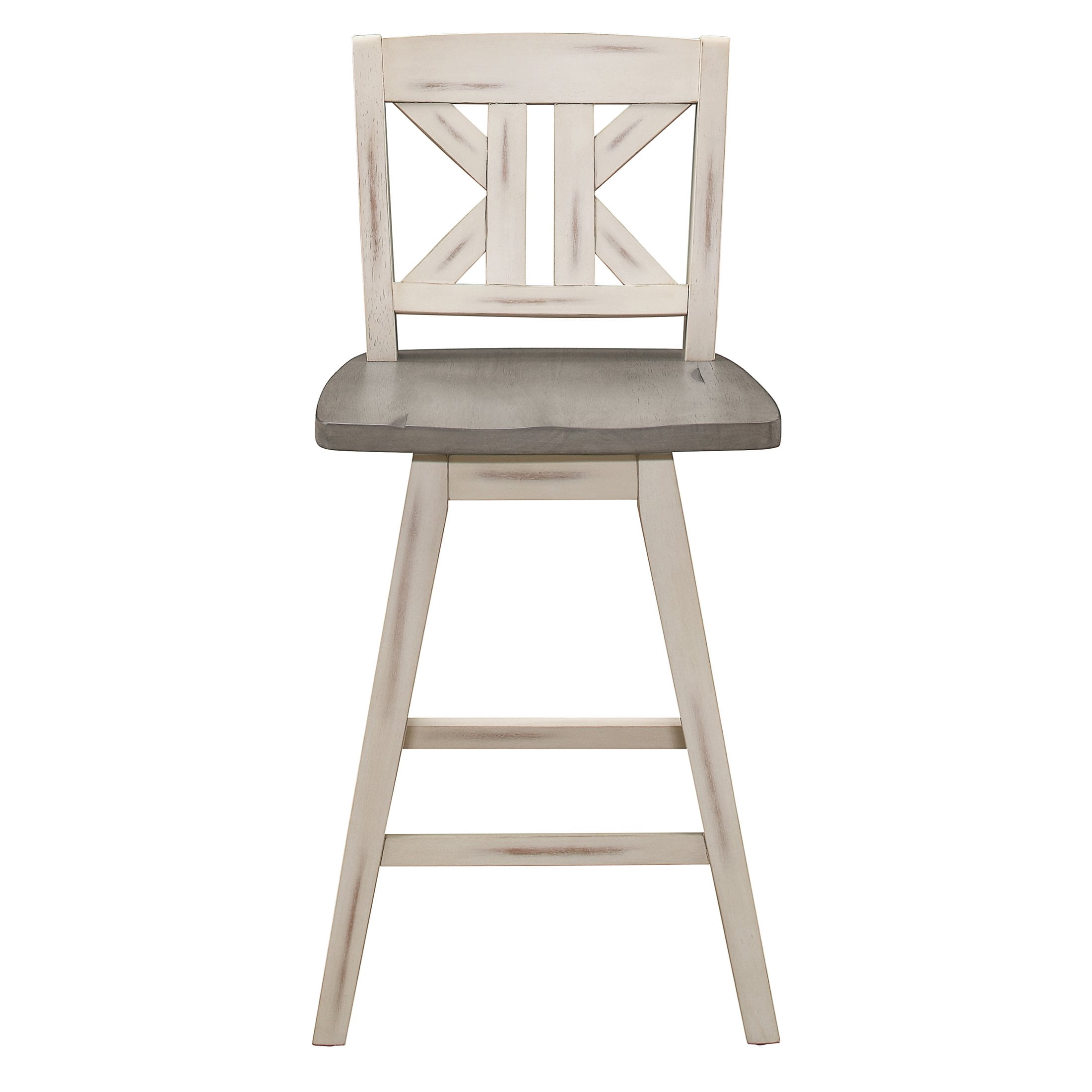 OakvillePark Roscoe Swivel Counter Height Barstool (Set of 2), White/Gray