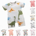 thumbnail image 4 of kpoplk Baby Boys Girl Farm Clothes Jumpsuit Short Sleeve One Piece Romper Casual Jumpsuit Summer Country Stuff Size 18-24 Months,Red, 4 of 4