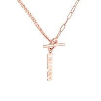 Personalized Planet Women's Mixed Chain Vertical Name Toggle Necklace