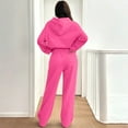 thumbnail image 6 of Women's Lounge 2 Piece Sweatsuit Set Oversized Hoodie Wide Leg Sweatpants Casual Track Outfit Hot Pink 2XL, 6 of 7