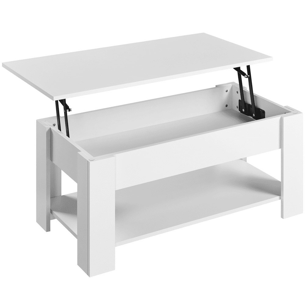 Yaheetech 39in Lift Top Coffee Table with Hidden Compartment and Open Shelf, White