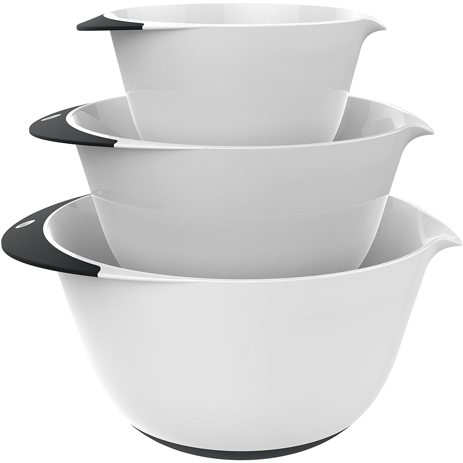 1.5L/3L/5L Non Slip Silicone Bottom & Measuring Guide Marking Nesting Metal Bowl Set for Baking Cooking Preparing Salad Bowl 3 Piece Stainless Steel Mixing Bowl with Pouring Spout