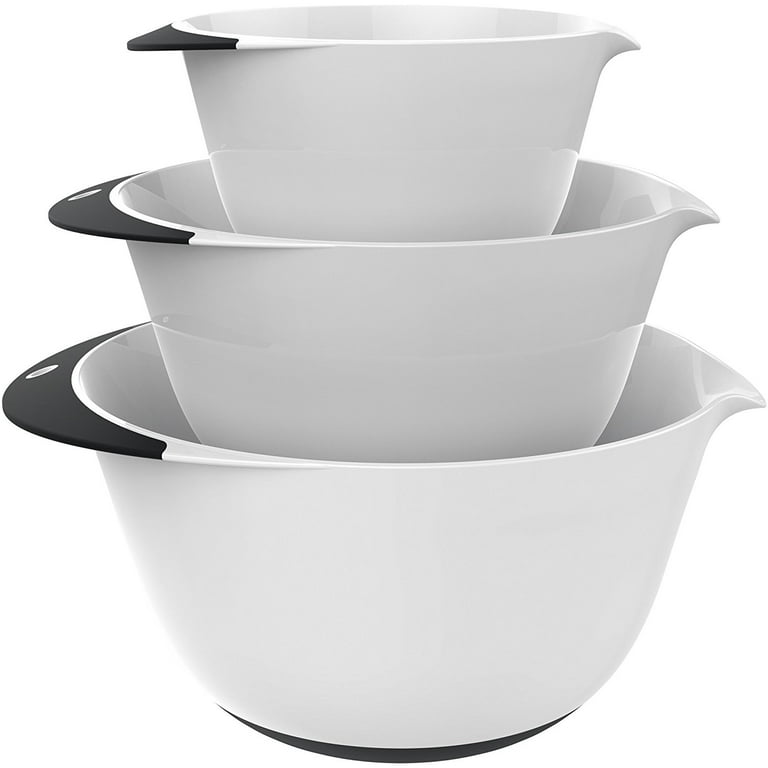 OXO Good Grips 3-Piece Stainless-Steel Mixing Bowl Set, White