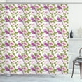 thumbnail image 1 of Nature Shower Curtain, Little Bird Perched on a Tree Branch with Fantasy Blossoms, Fabric Bathroom Set with Hooks, 69W X 84L Inches Extra Long, Pale Pink Lavender and Olive Green, by Ambesonne, 1 of 3
