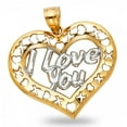 thumbnail image 1 of Solid 14k Two Tone Gold Heart I LOVE YOU Pendant Hugs & Heart Love Charm Polished New 23 mm x 26 mm, 1 of 1