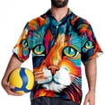 thumbnail image 4 of Cat Men's Hawaiian Button Down Short Sleeve Casual Printed Summer Beach Unisex Shirt, 4 of 6
