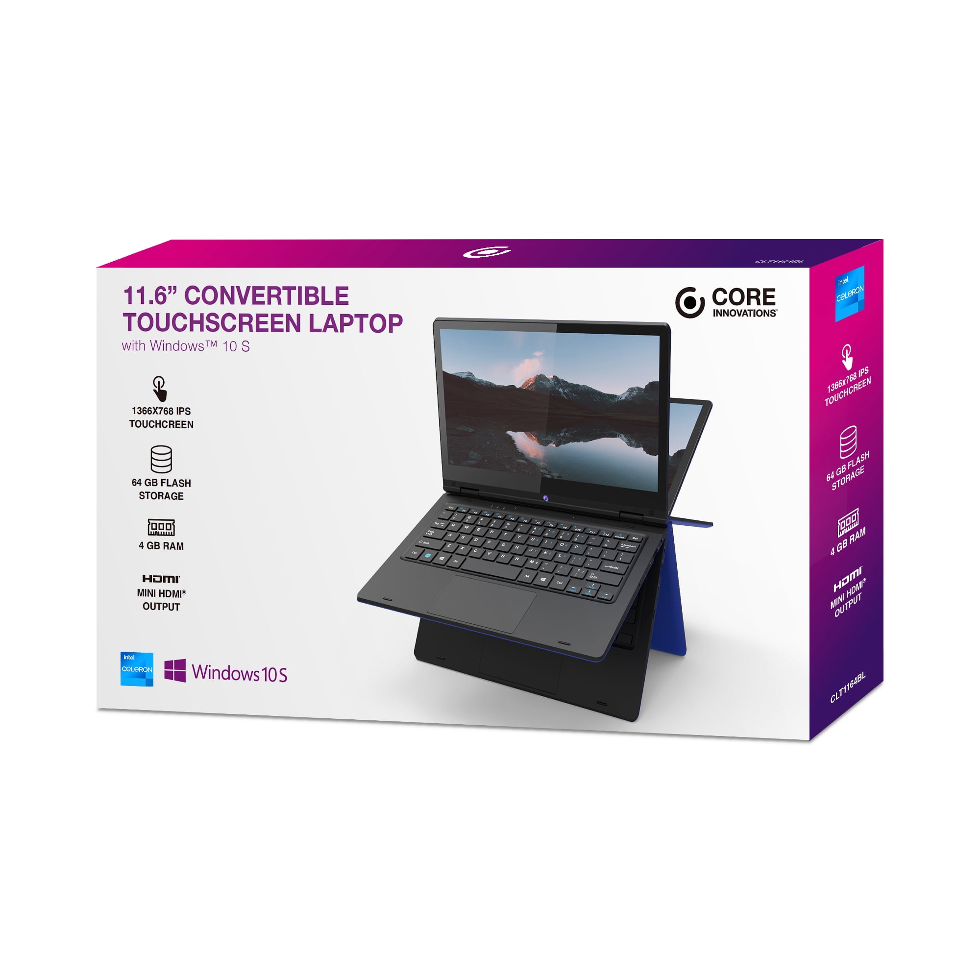 Core Innovations 11.6-inch Yoga Touchscreen Ultra Slim Notebook 4GB RAM 64GB SSD Windows 10 CLT1164BUC (Blue)